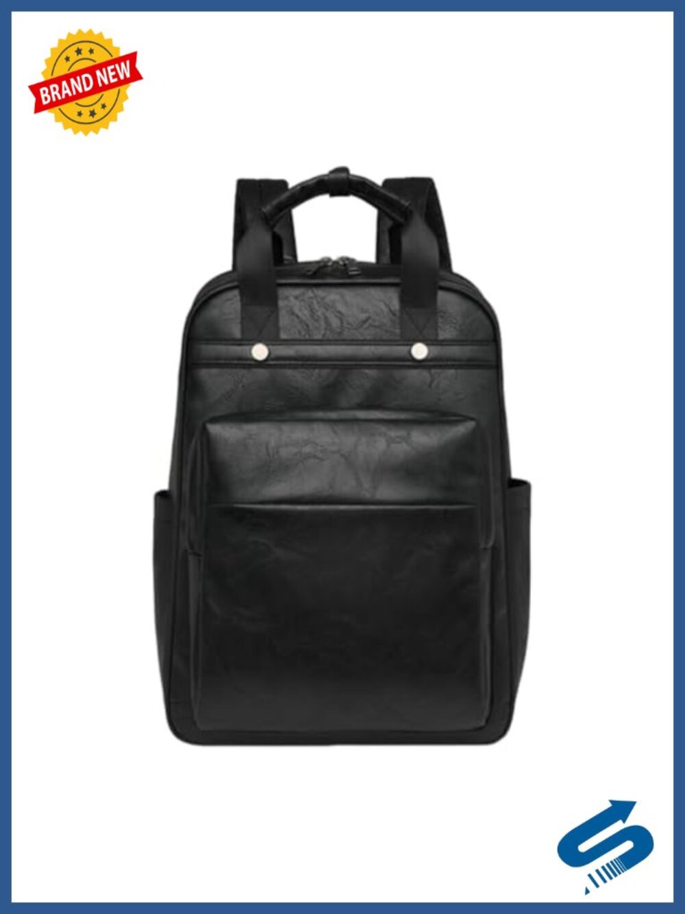 Faux Leather Laptop Backpack Purse Fits 15.6" Computer Travel Work Bag
